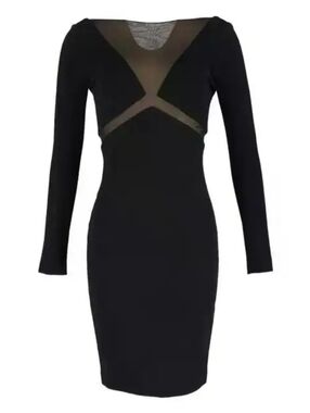 Emilio Pucci Cut Out Silk Mesh Mini Zipper Stretch Dress Italy 6 Black Baddie